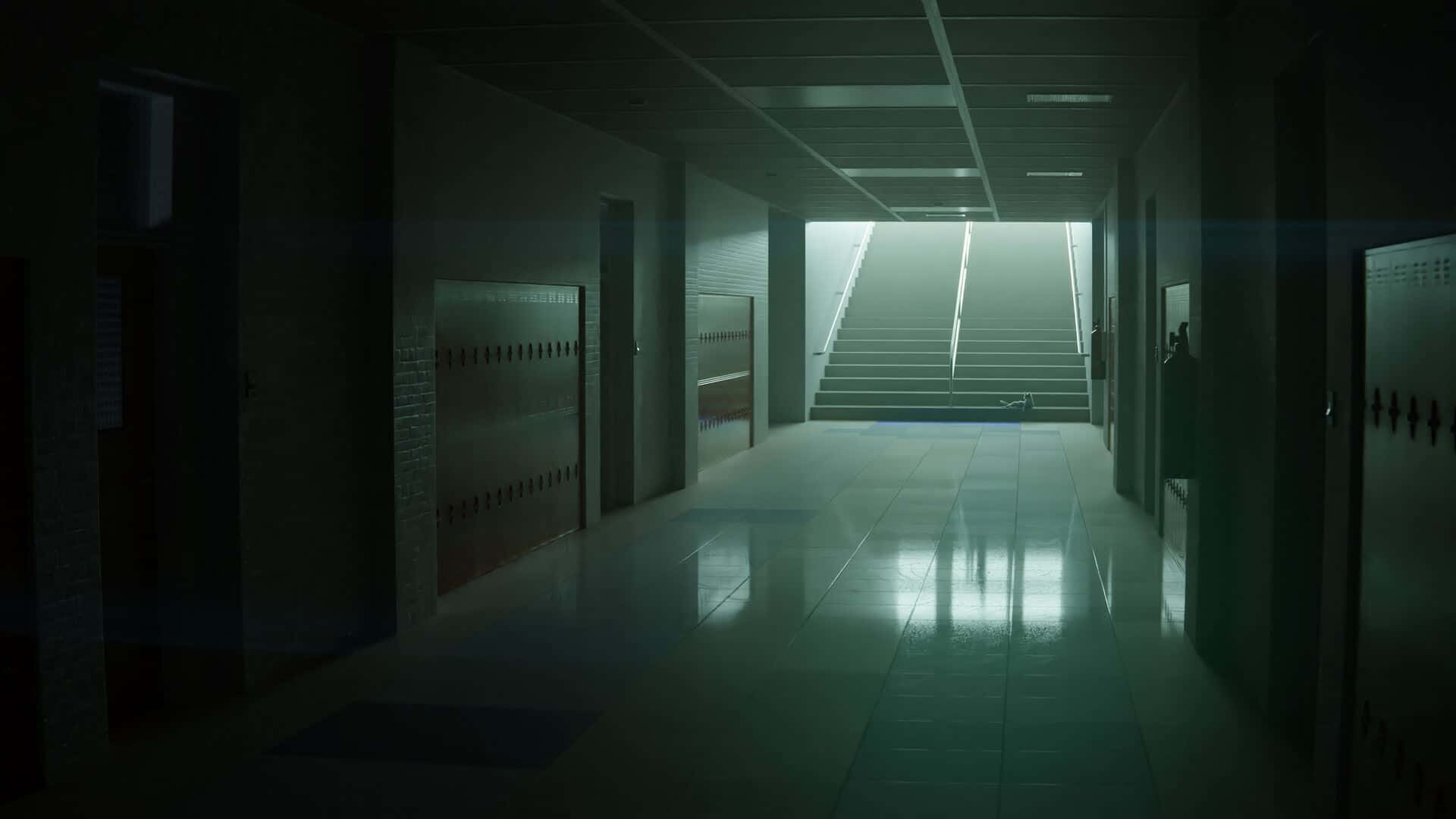 Download Eerie_ School_ Hallway_ Liminal_ Wallpaper