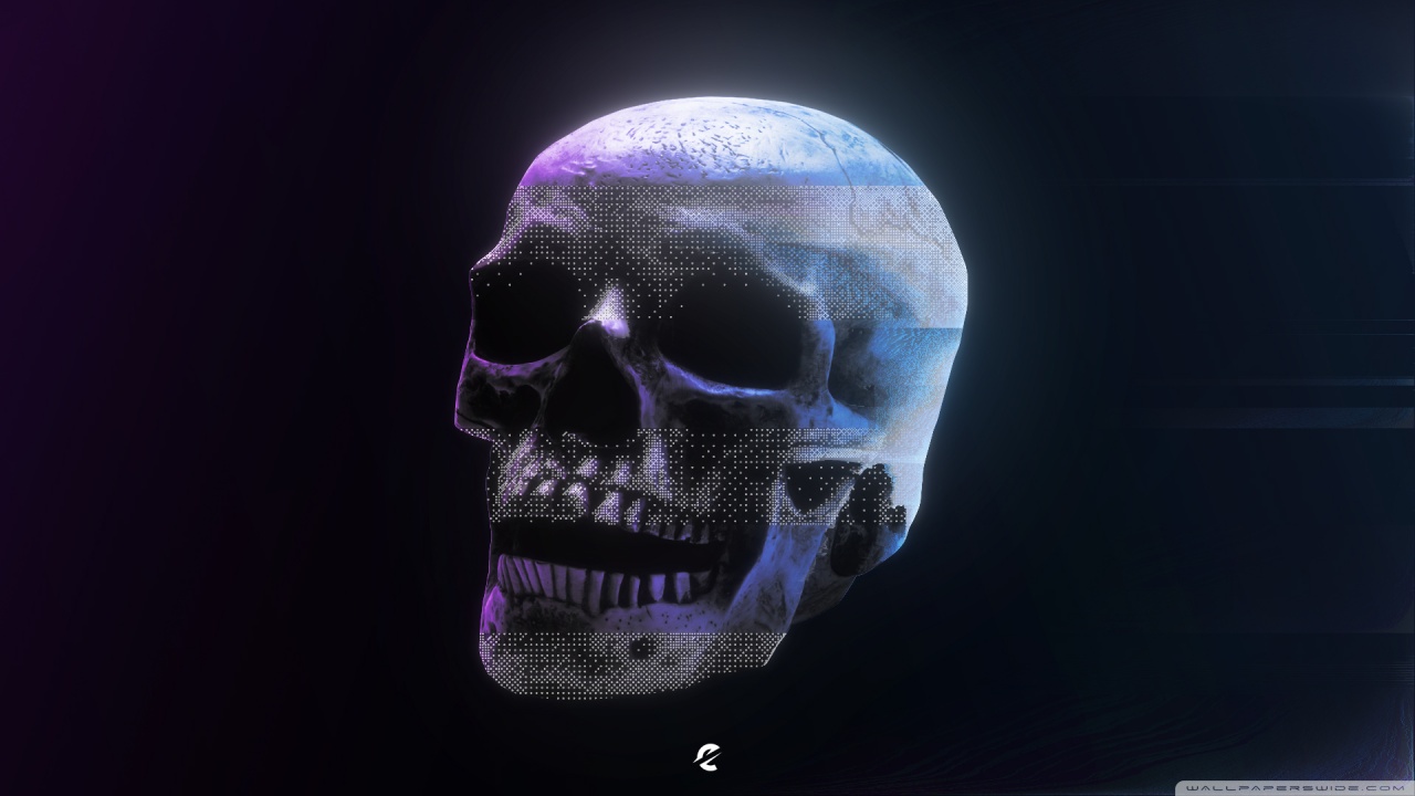 Glitch Art Style Skull 4K UHD Wallpaper for UltraHD Desktop and TV, Widescreen and UltraWide Display, Smartphone and Tablet Devices