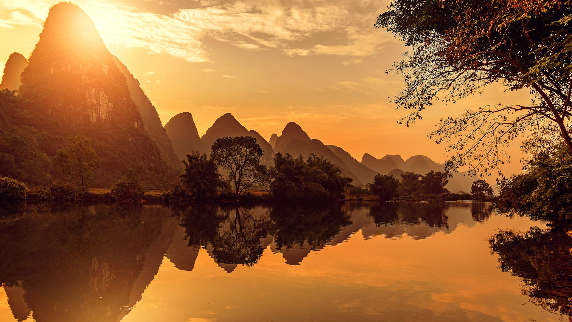 Li River in sunset [1920x1080]