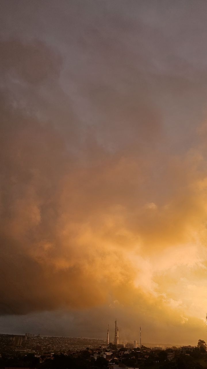 free 4K wallpaper sky, sunset, rain, city, buildings