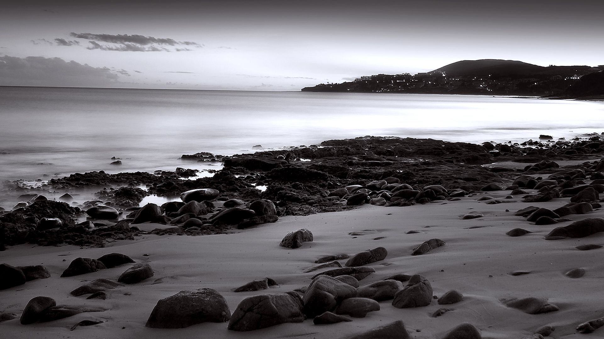 Black White Beach Landscape Wallpaper HD / Desktop and Mobile Background