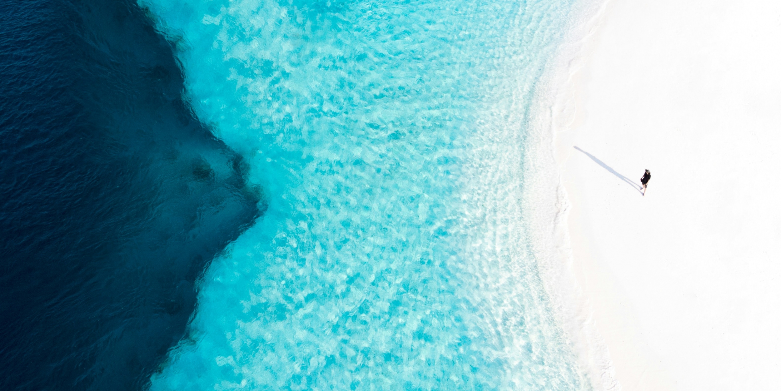 Crystal Clear Water And White Sand Beach From Above