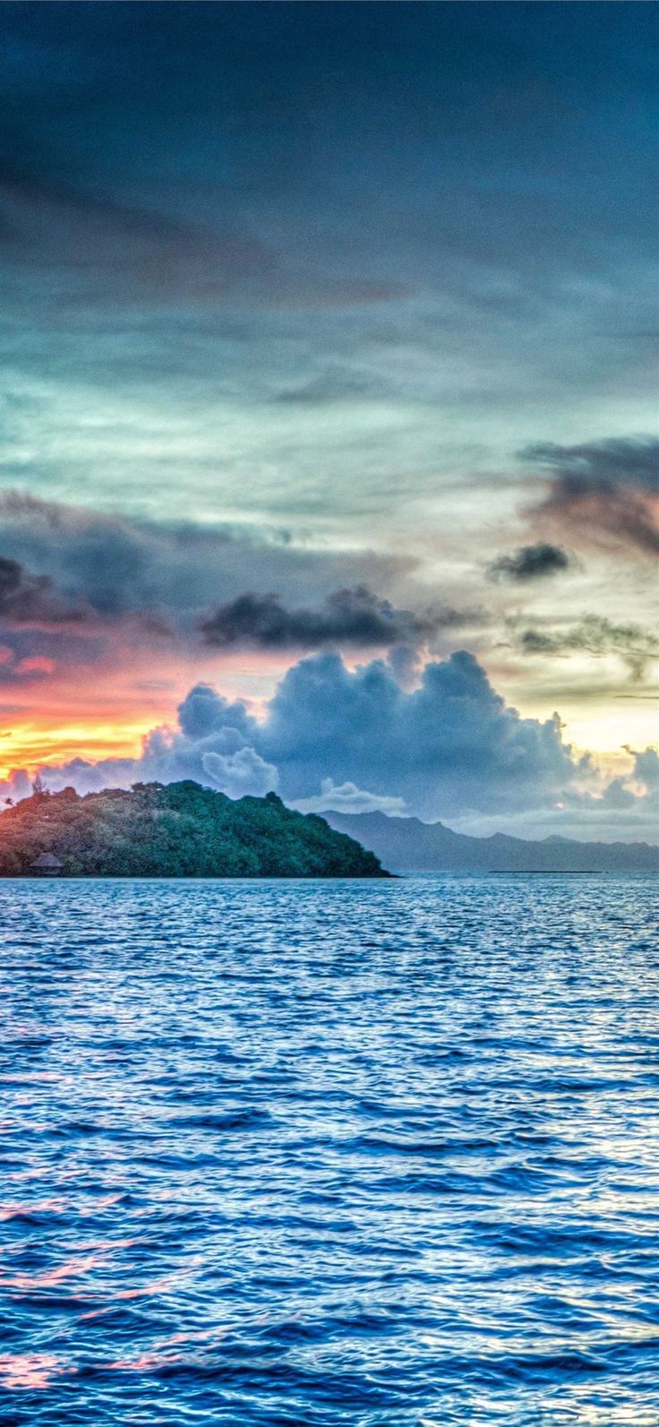 Bora Bora French Polynesia Sunset Ocean Pacific HD iPhone 11 Wallpaper