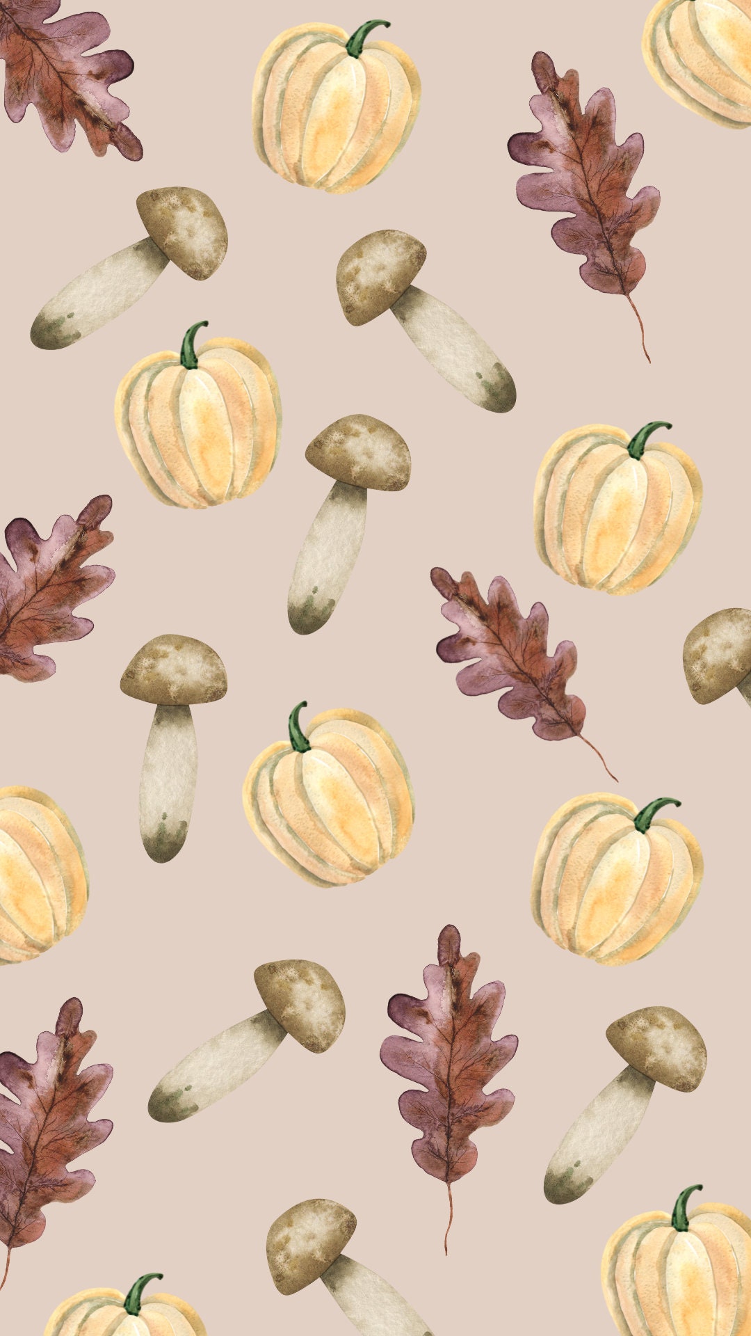 Fall Mushroom Phone Wallpaper: Autumn Nature Background (digital Download)