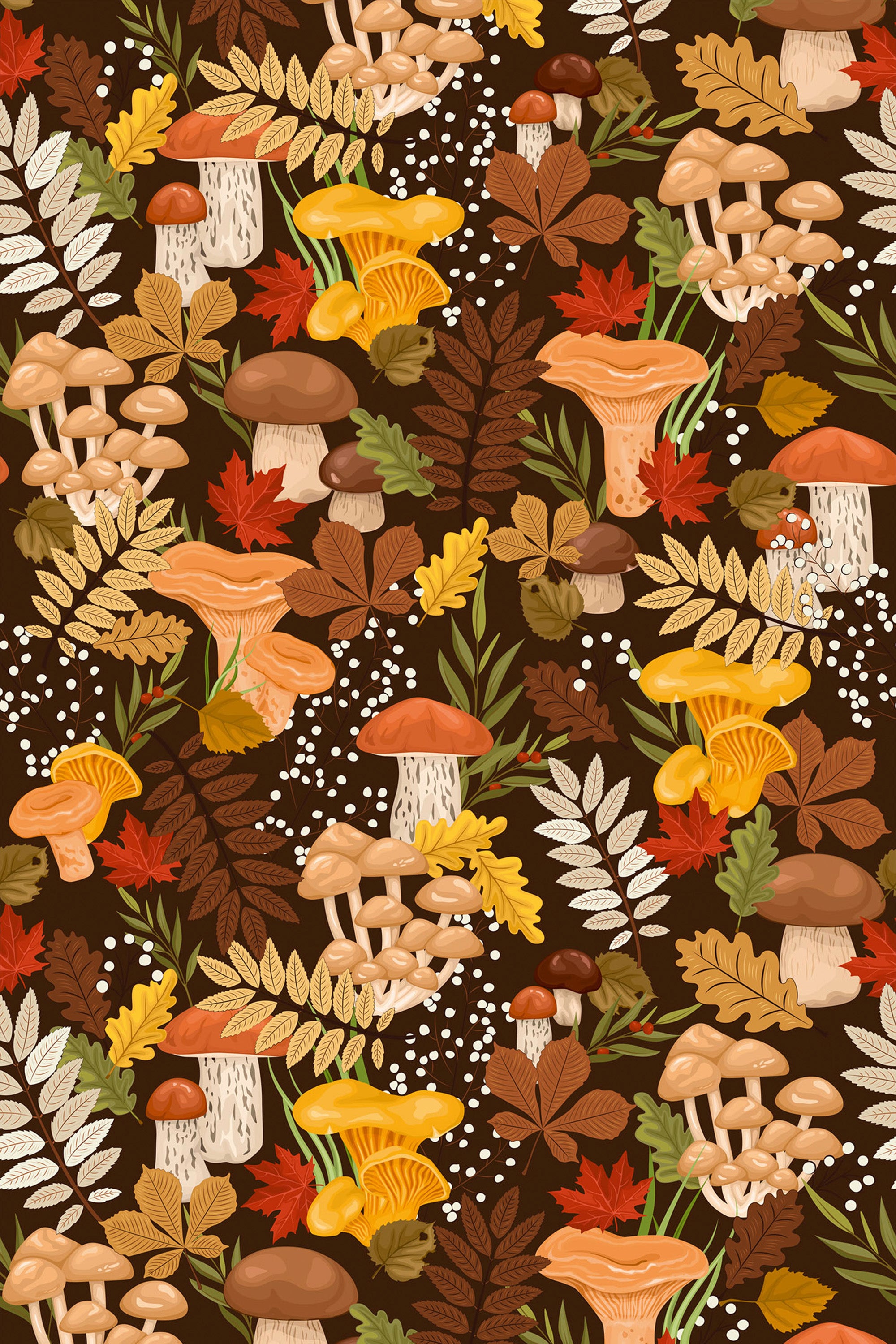 Autumn Mushroom Removable or Traditional Wallpaper