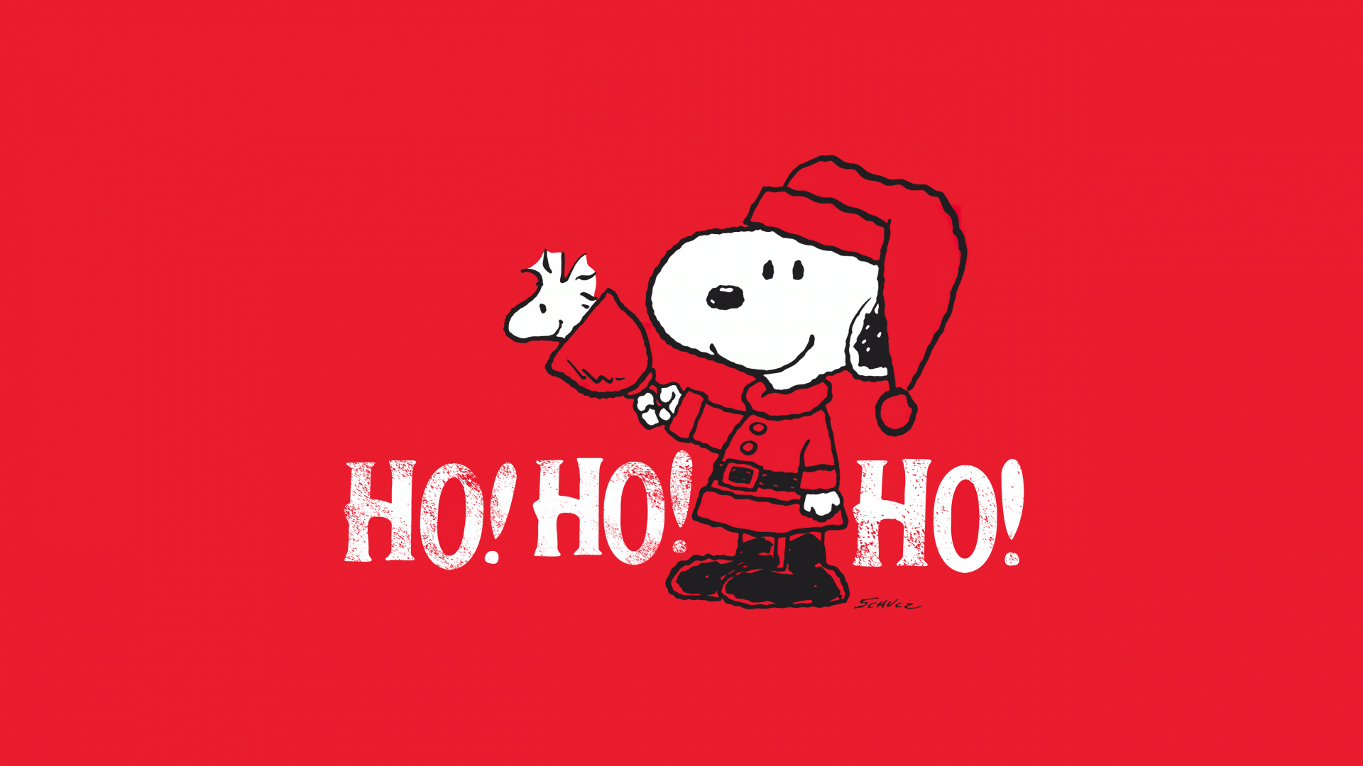 Snoopy Wallpaper 4K, Santa Claus, Red aesthetic, 5K
