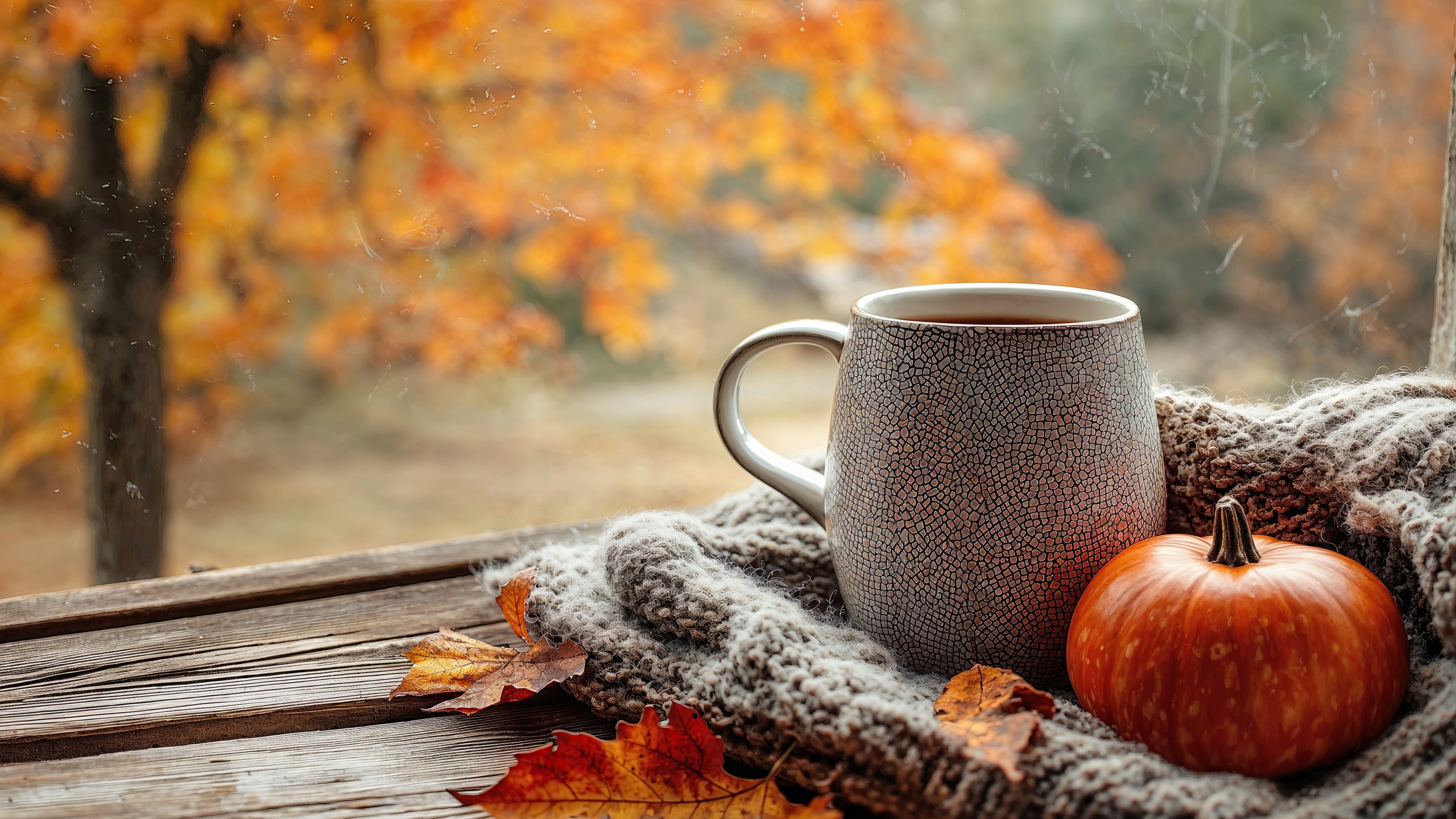 Fall Decoration Wallpaper 4K Blanket, Nature Inspired