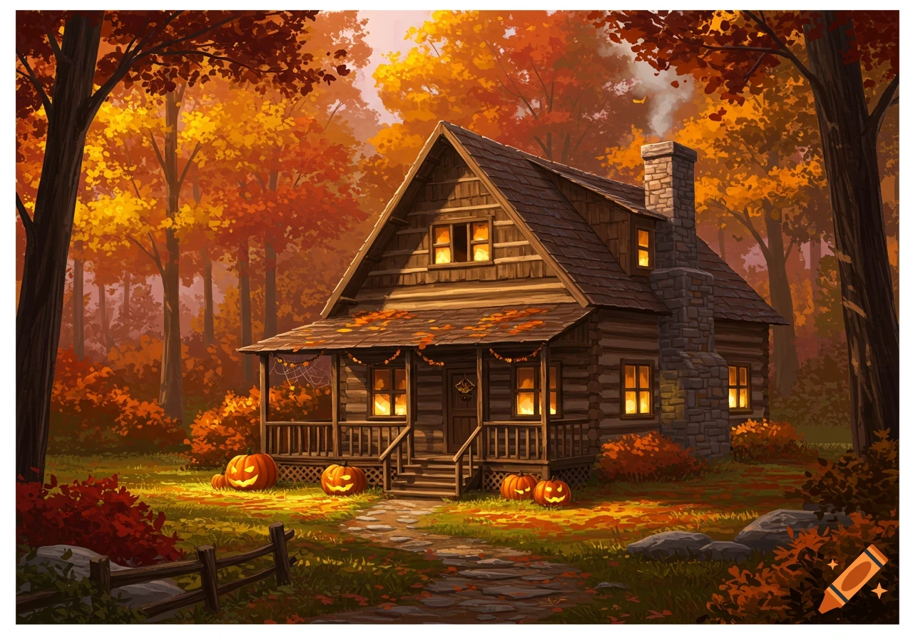 Picture of a Cozy Autumn Cottage created on Craiyon