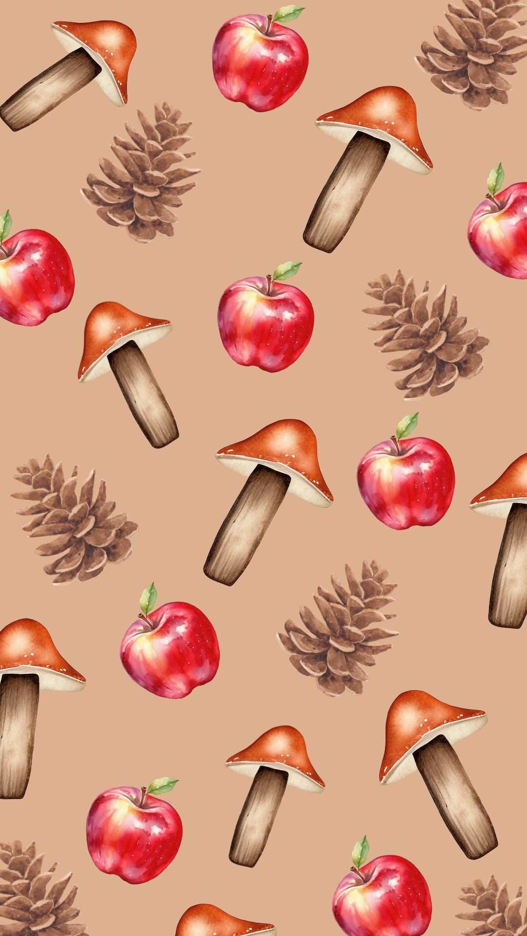 Fall Mushroom Phone Wallpaper: Autumn Nature Background (digital Download)