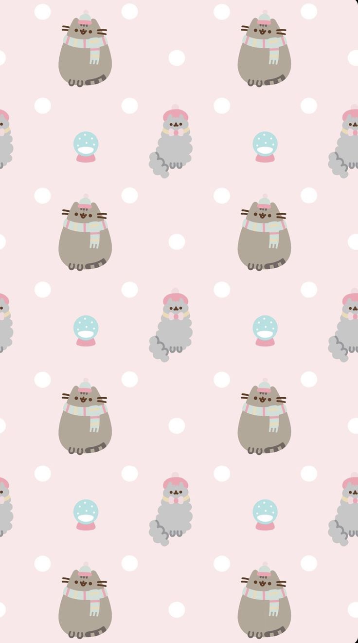 pusheen winter wallpaper !!