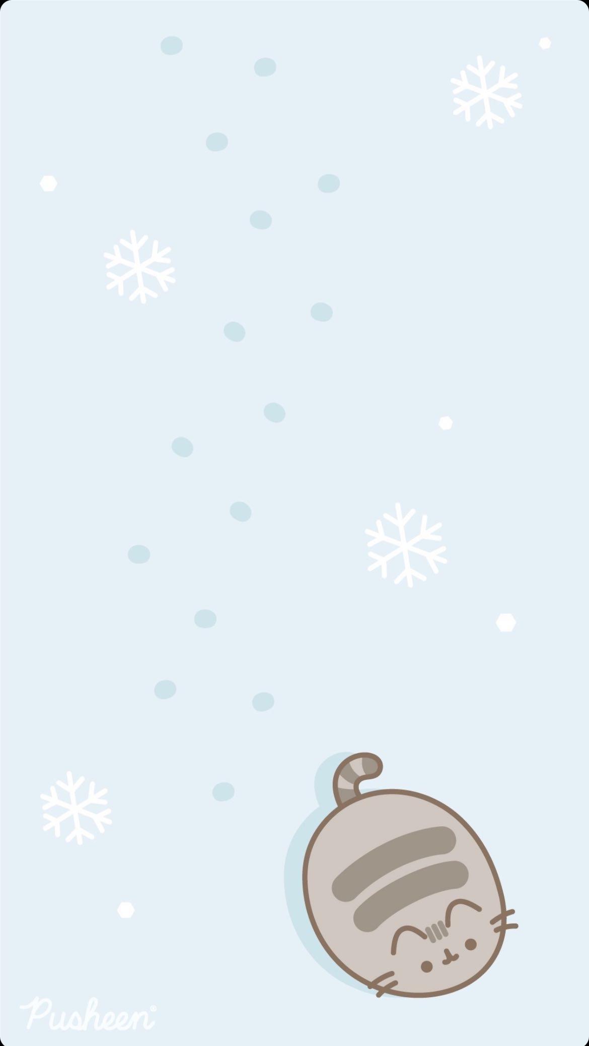 Winter wonderland ❄️ pusheen phone wallpaper