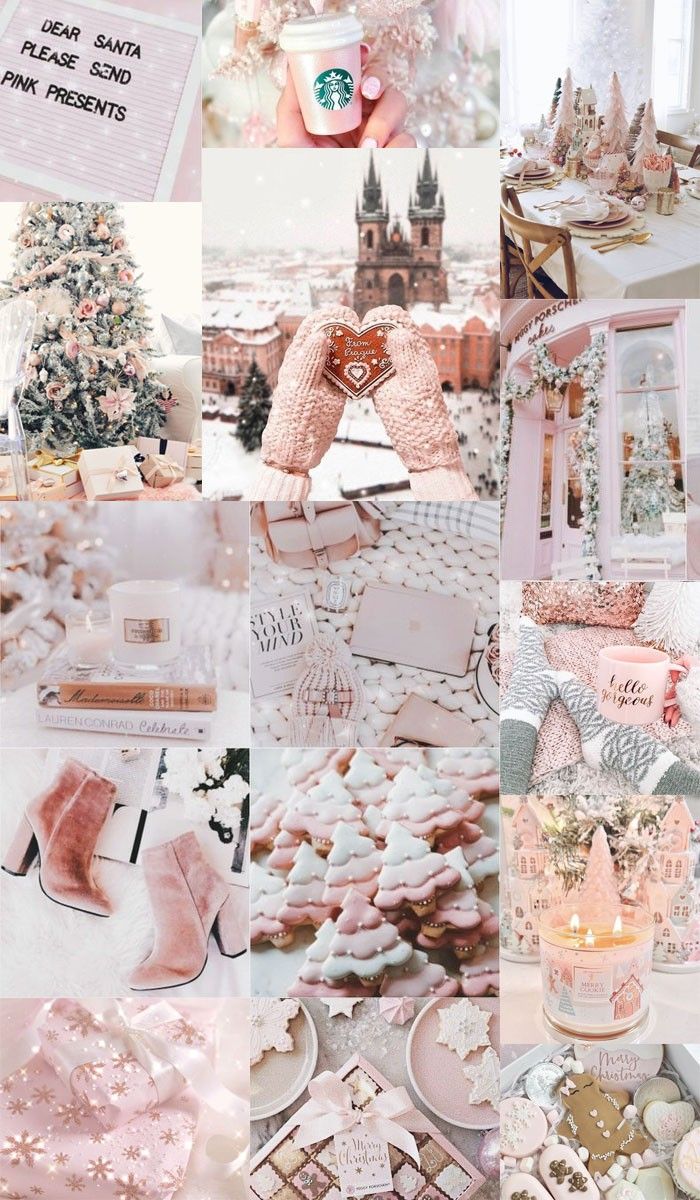 just wallpaper. Christmas collage, Pink christmas, Christmas phone wallpaper