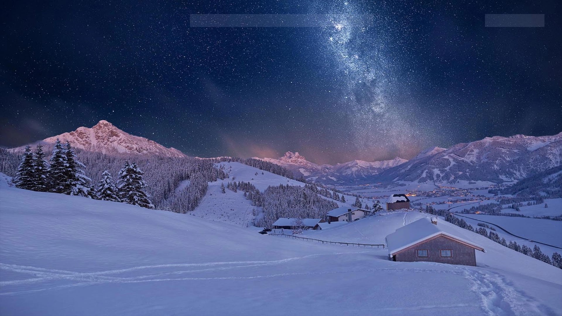 Milky Way Over Winter Village (1920 * 1080)