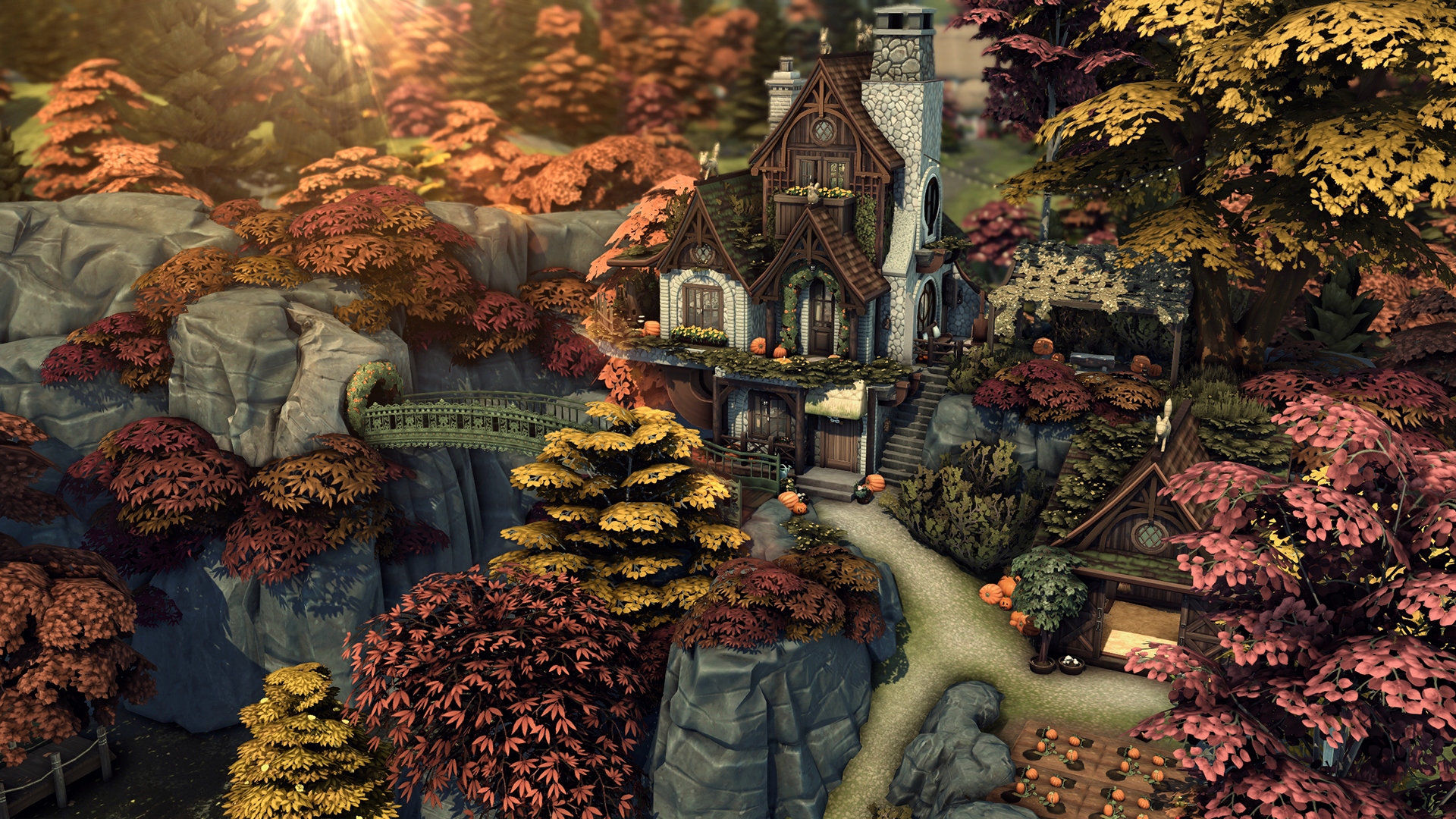 Autumn Witch Cottage Sims 4 Rooms / Lots