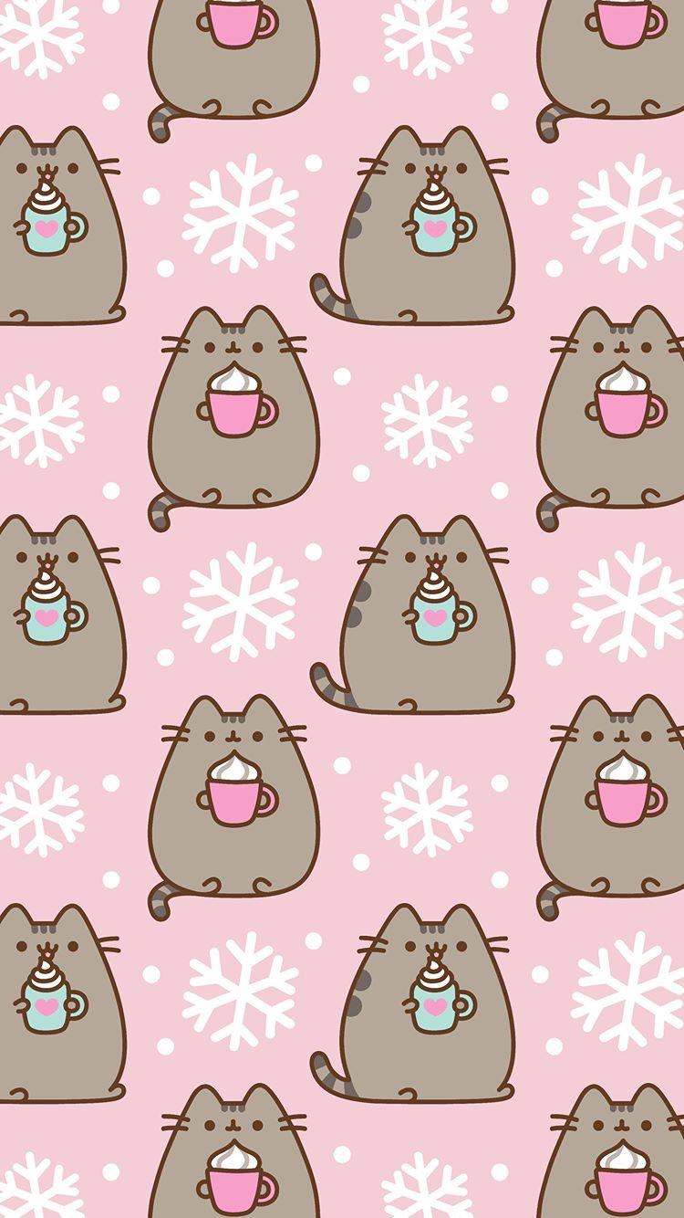 Winter wonderland ❄️ pusheen phone wallpaper