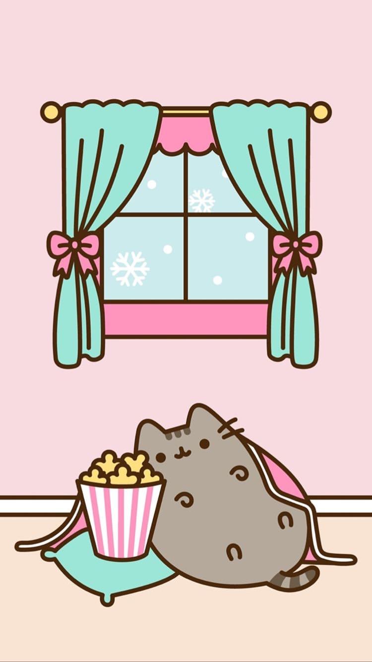 Winter wonderland ❄️ pusheen phone wallpaper