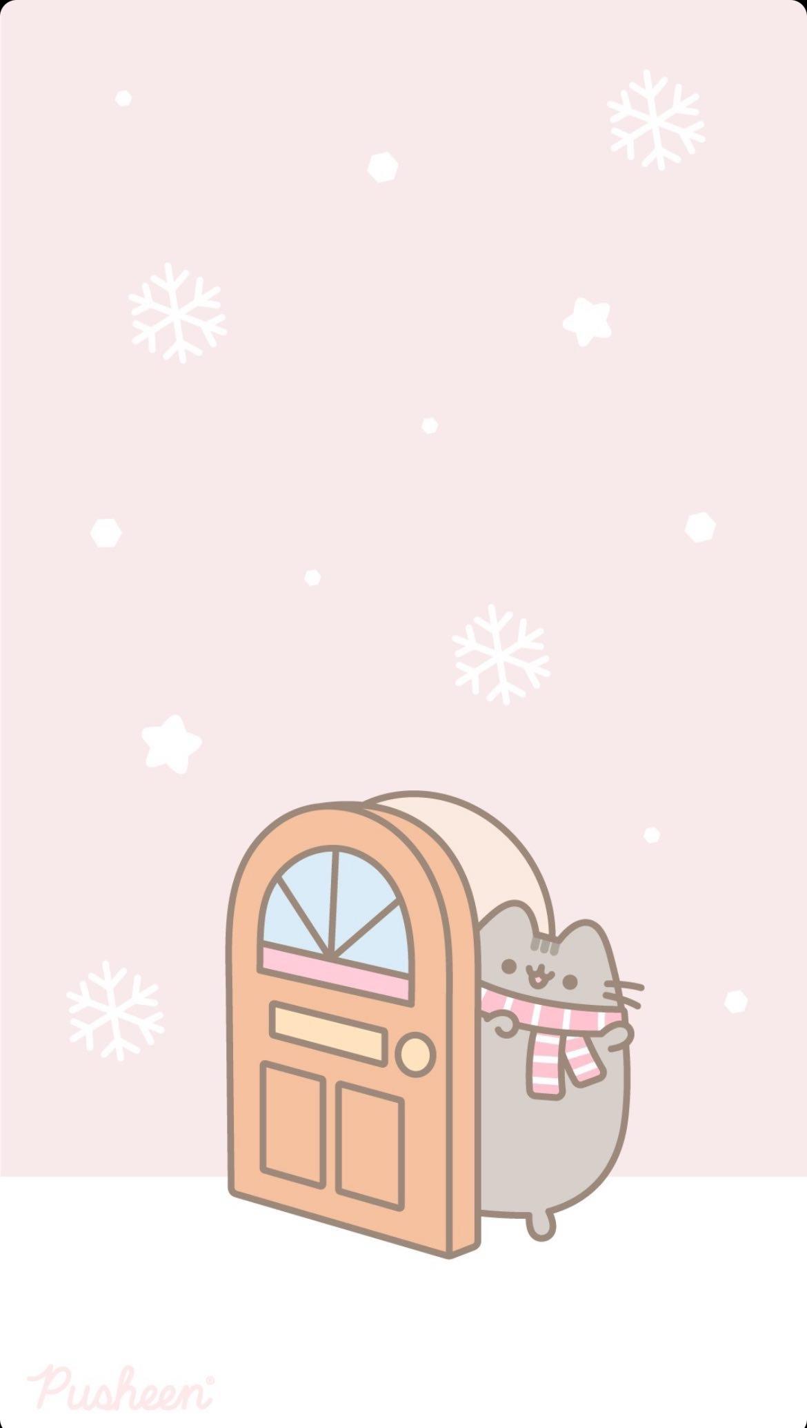 Winter wonderland ❄️ pusheen phone wallpaper