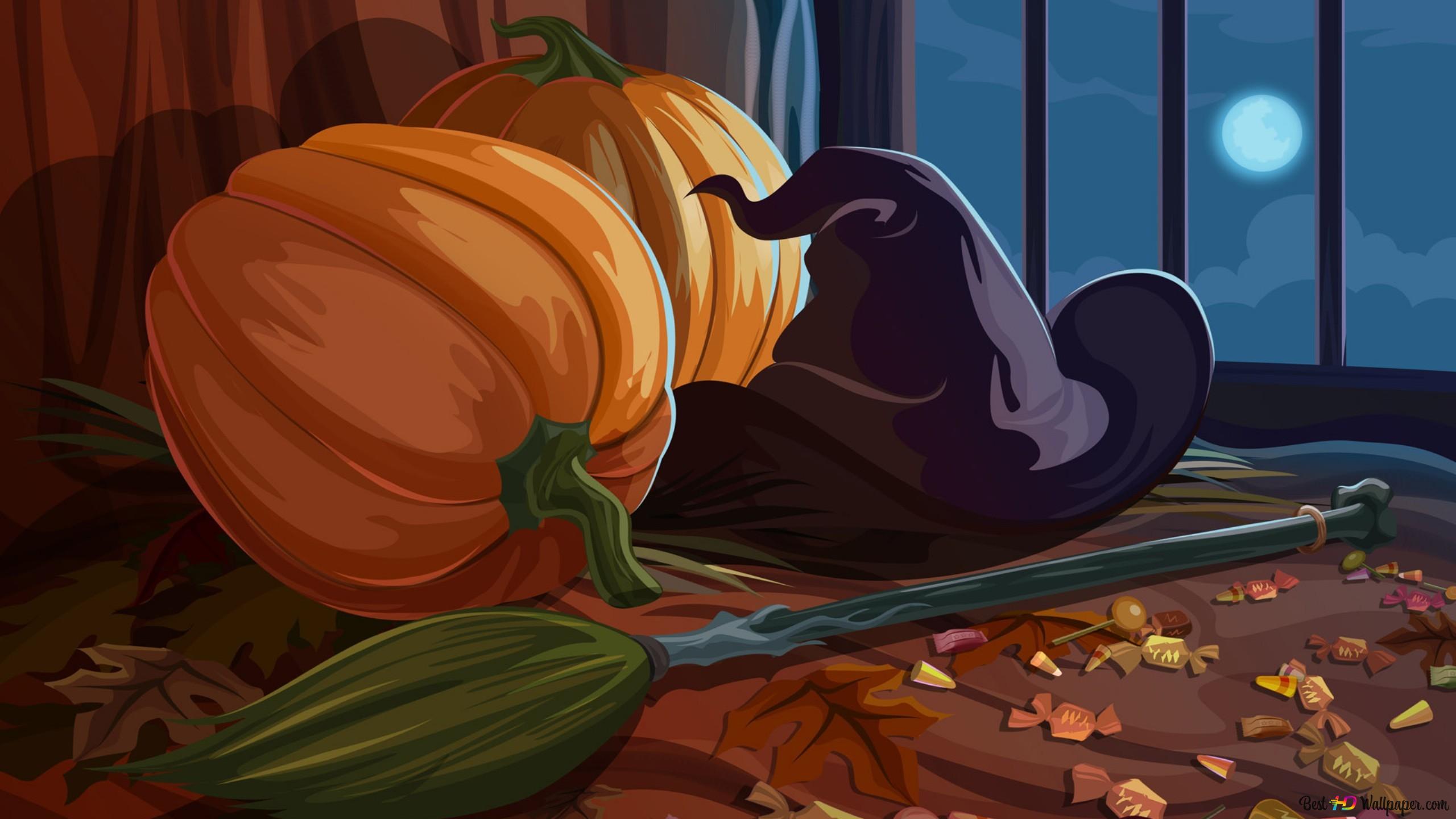 Witch is ready for halloween 2K wallpaper download