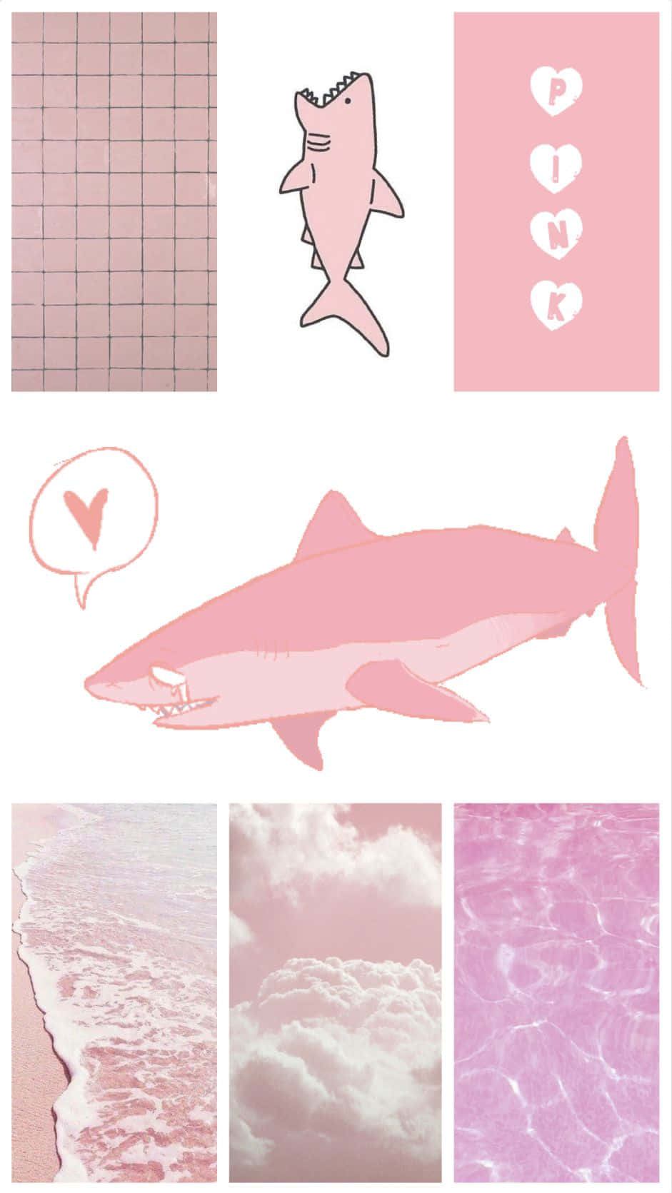 Download Pink Shark Collage Wallpaper