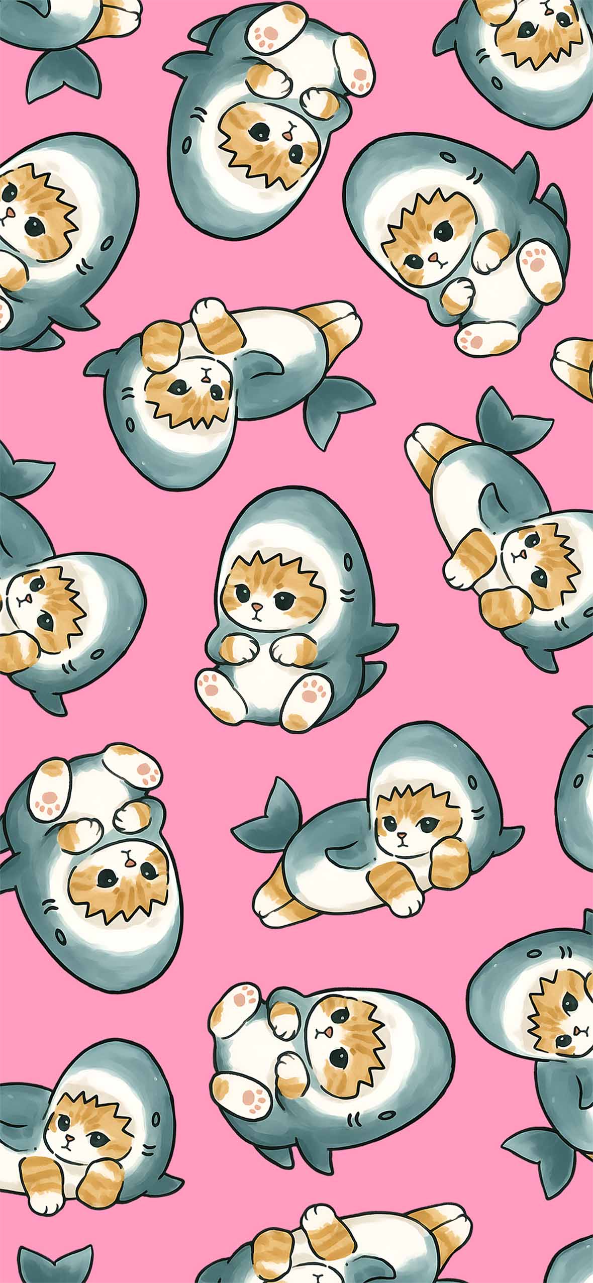 Pink Cute Shark Cat Wallpaper Aesthetic Wallpaper iPhone