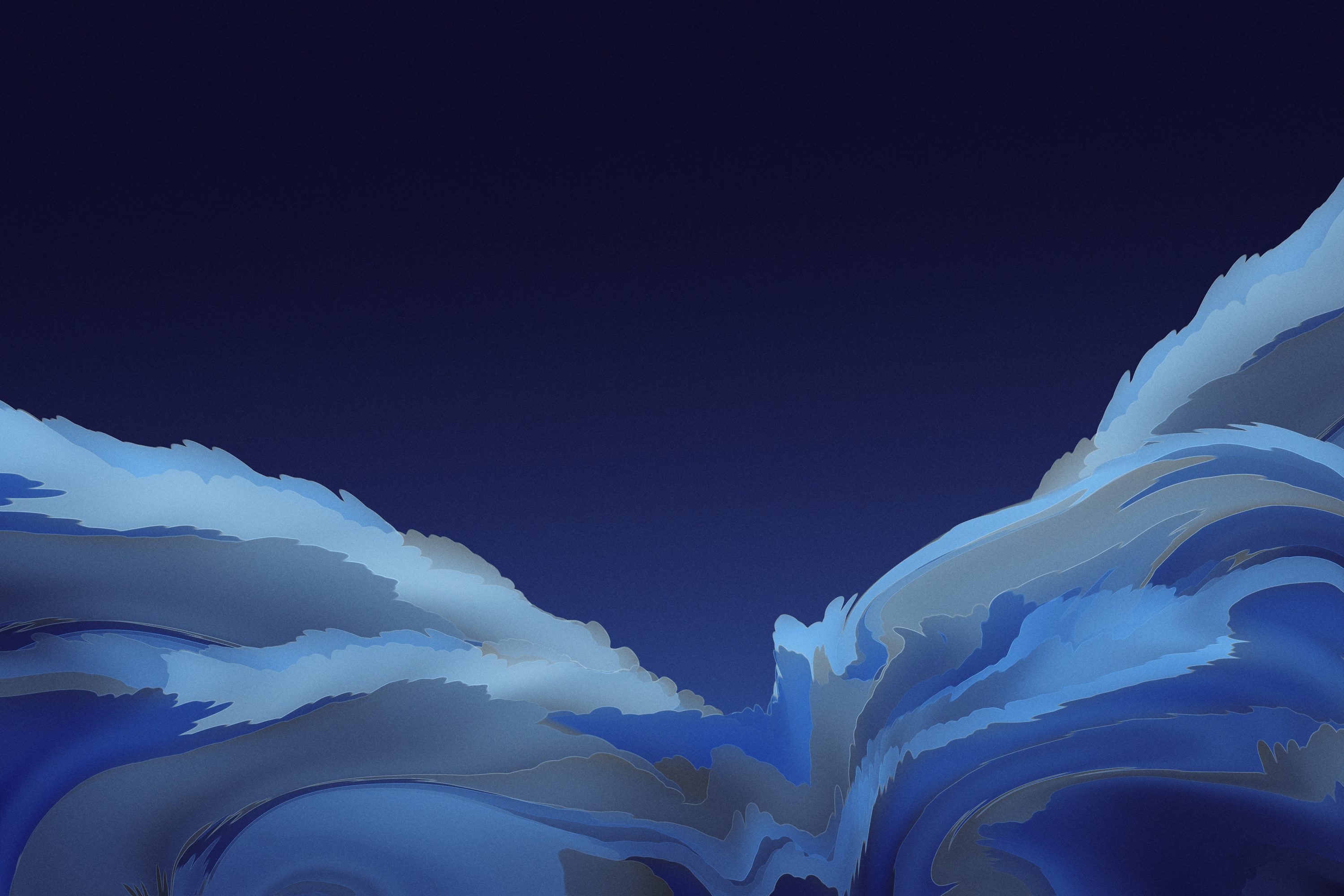 A blue and white abstract painting with a black background photo