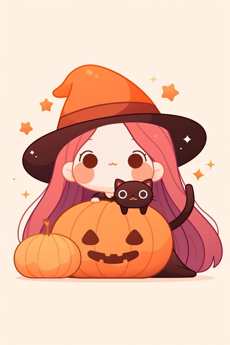 Top Cute Halloween Fall Wallpaper: 43 Kawaii Drawings for Halloween