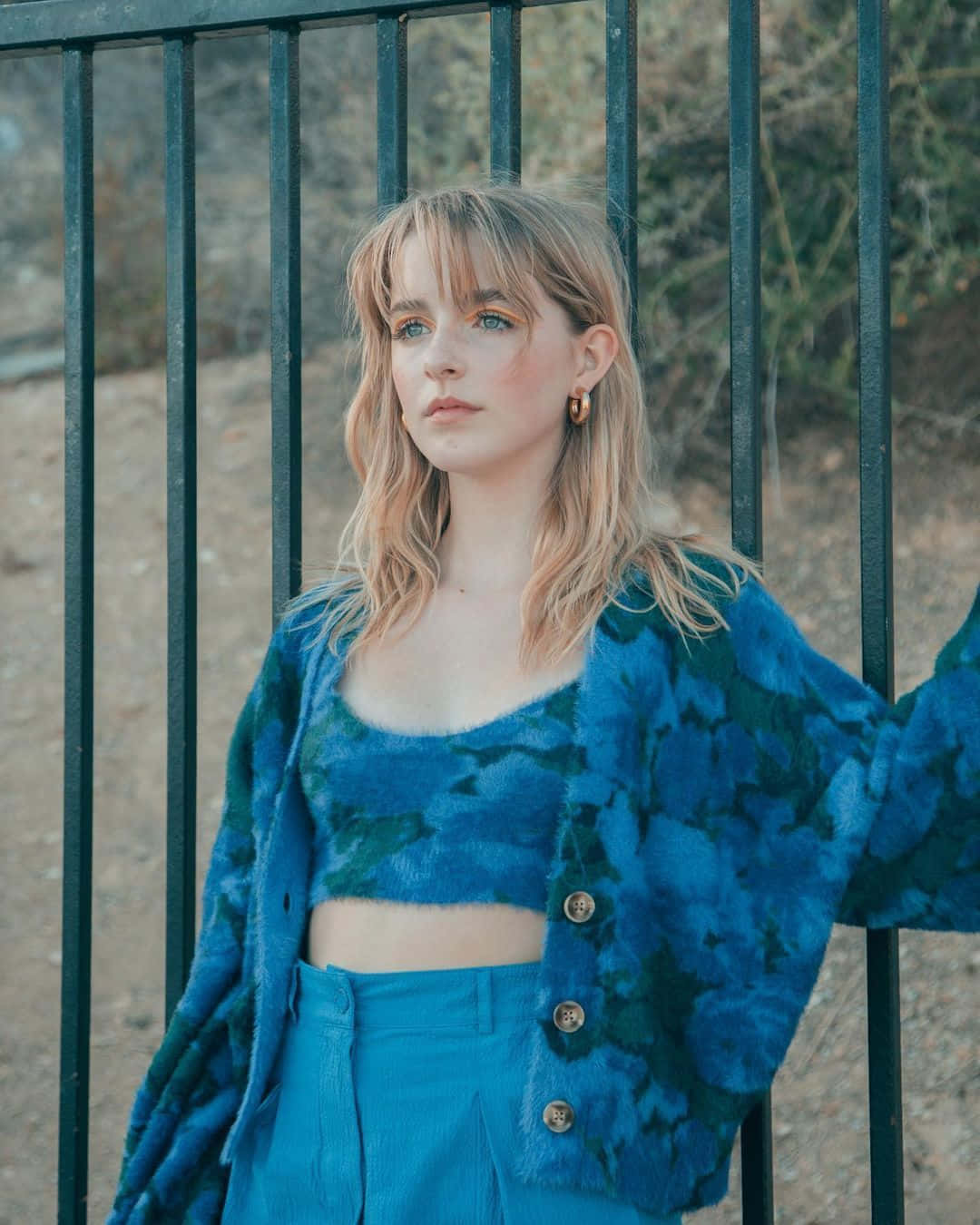 Download Mckenna Grace Blue Outfit Portrait Wallpaper