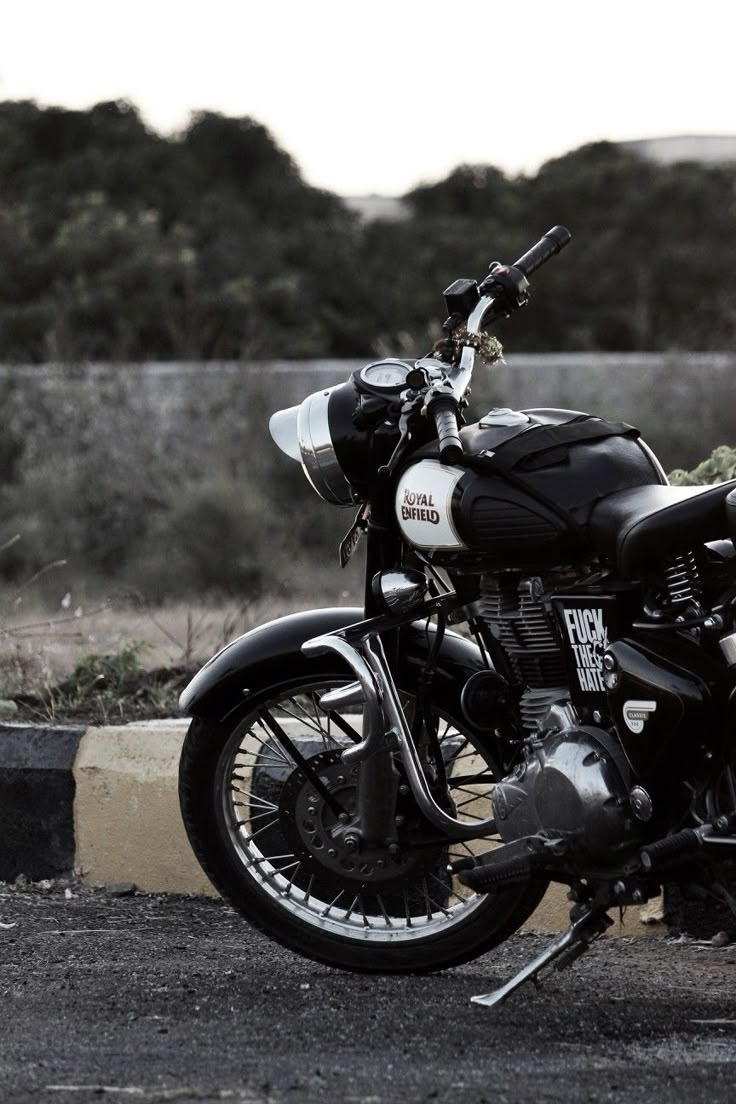 Black and White Royal Enfield Classic 350 Motorcycle