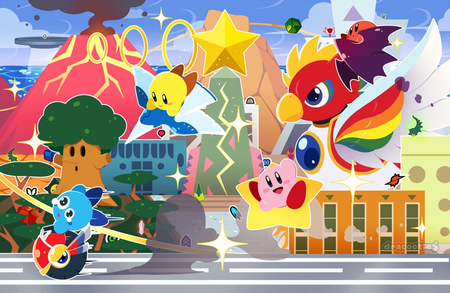 Kirby Air Ride Poster Print. Unofficial Fan Merch