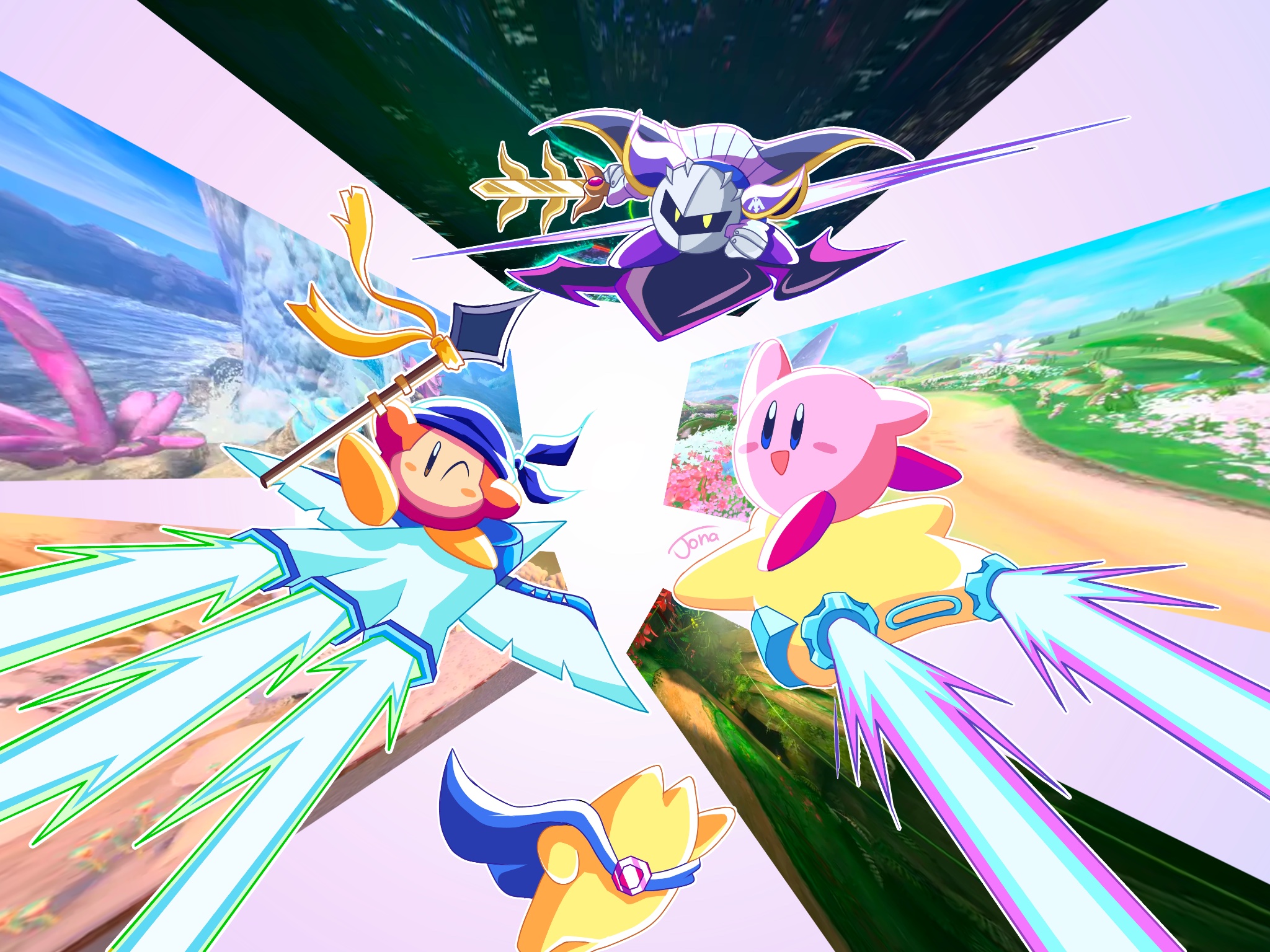Jonacafi is messy but I made kirby air riders artwork
