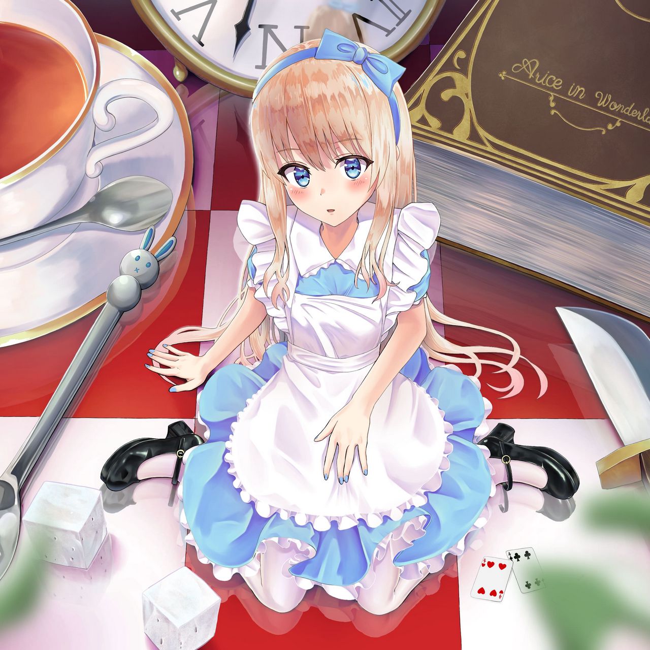 Download wallpaper 1280x1280 girl, dress, alice in wonderland, anime ipad, ipad 2, ipad mini for parallax HD background