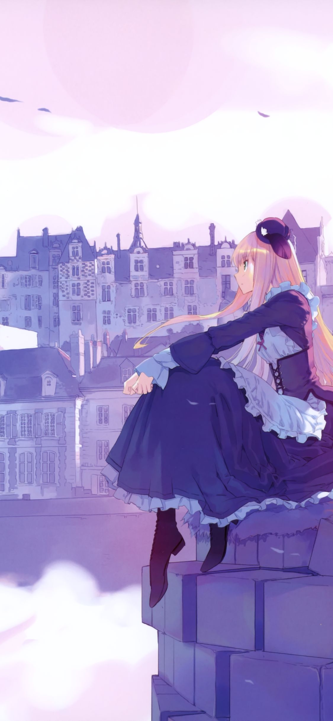 Phone wallpaper: Anime, Alice In Wonderland, Hat, Dress, Alice (Alice In Wonderland), Blonde, Town 1384275