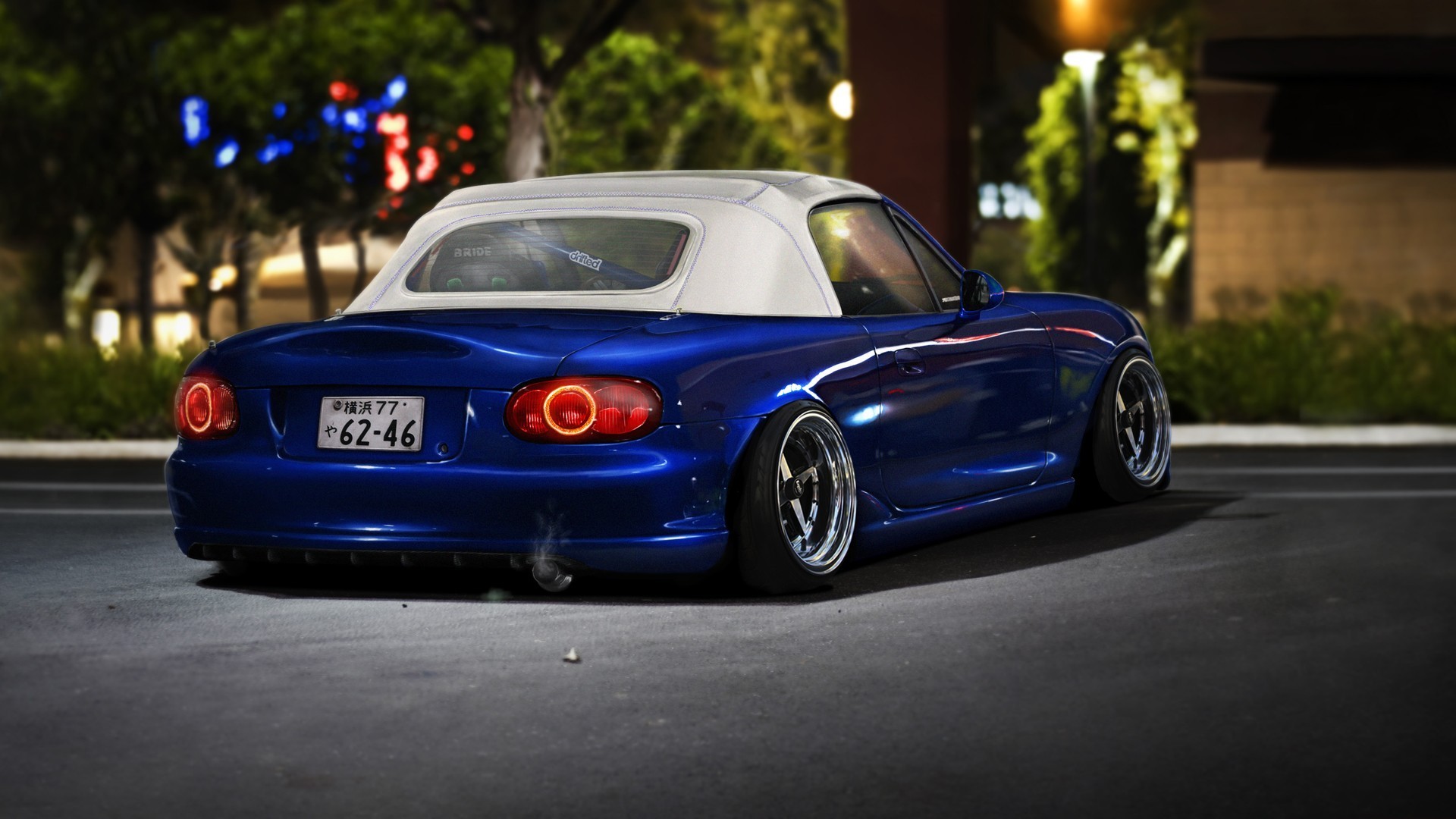 Wallpaper blue, smoke, Parking, Mazda, smoke, blue, tuning, Miata for mobile and desktop, section mazda, resolution 1920x1080