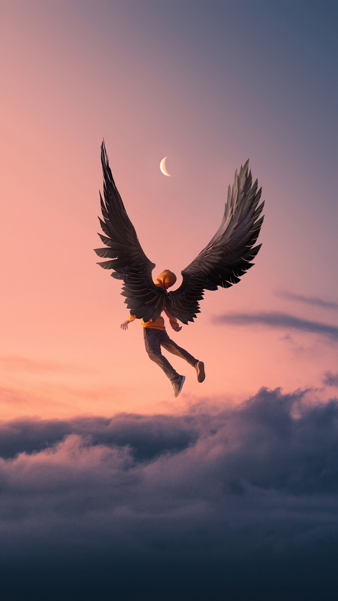 Boy Wings Fantasy Digital art 4k wallpaper Mobile Walls