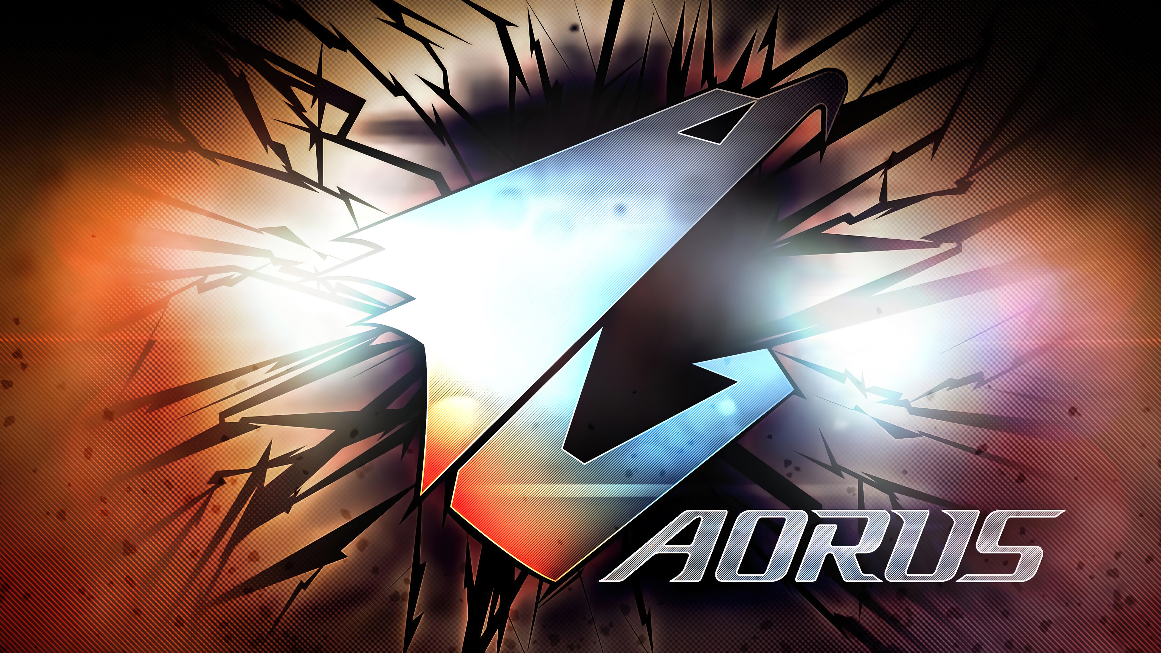 Bright logo of the company aorus gigabyte Desktop wallpaper 600x382