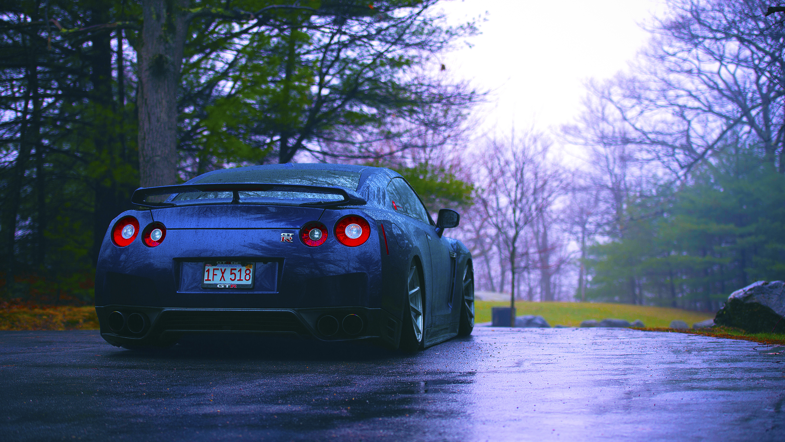 Wallpaper car, GTR, Japan, Nissan, rain, blue, R35, Sport for mobile and desktop, section nissan, resolution 2500x1407