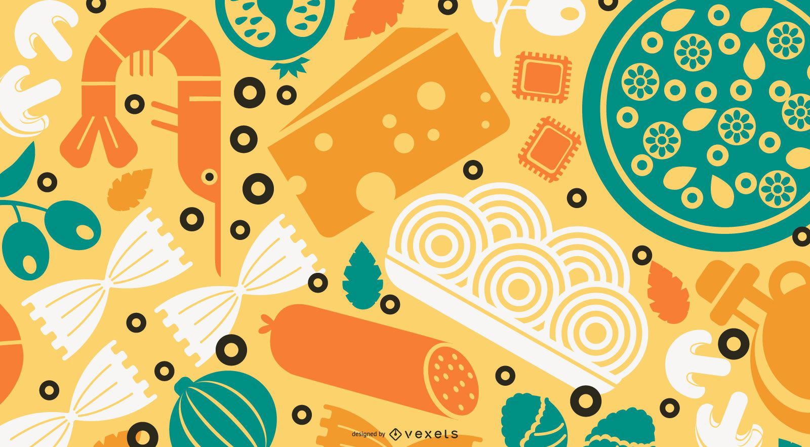 Italy Food Flat Design Wallpaper Vector Download