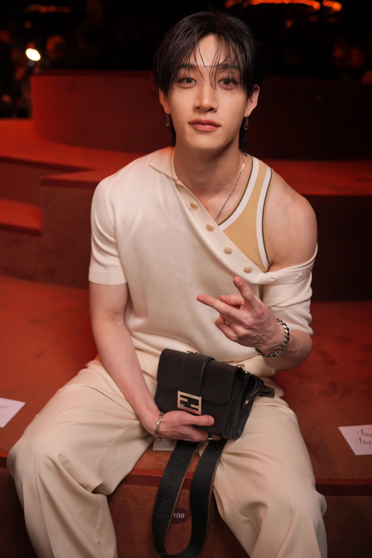 Stray Kids' Bang Chan Attends His First Fendi Show as Ambassador Wearing Cream 'Fit