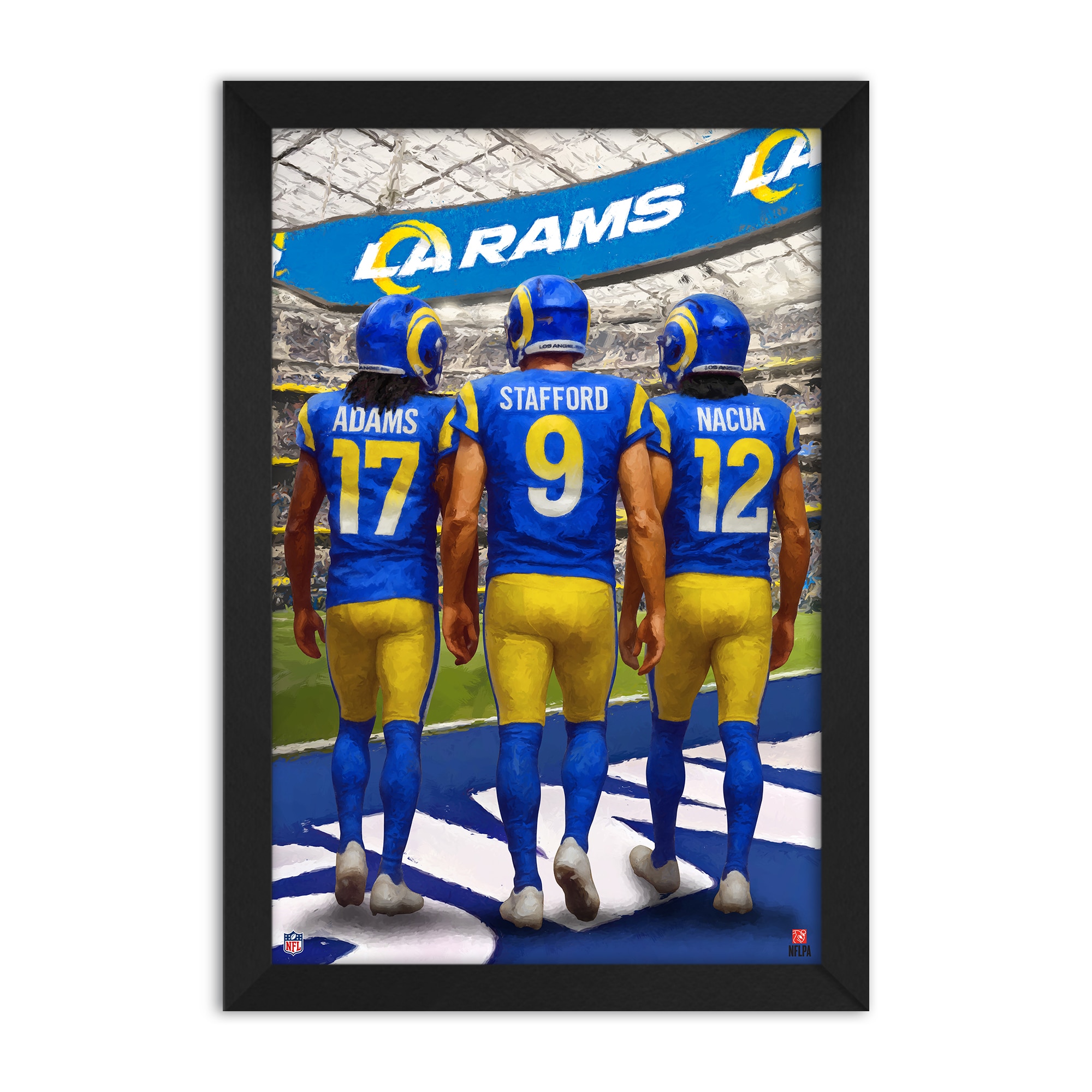 Davante Adams, Matthew Stafford & Puka Nacua Los Angeles Rams Framed Three Player Art Print
