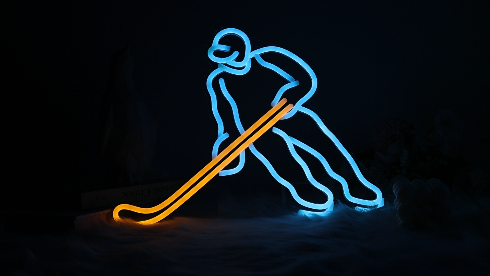 CoolGift Mart Hockey Player Neon Sign Enthusiasts' Ultimate Wall Decor. Dimmable Hockey LED Light for Game Room, Bedroom, or Man Cave