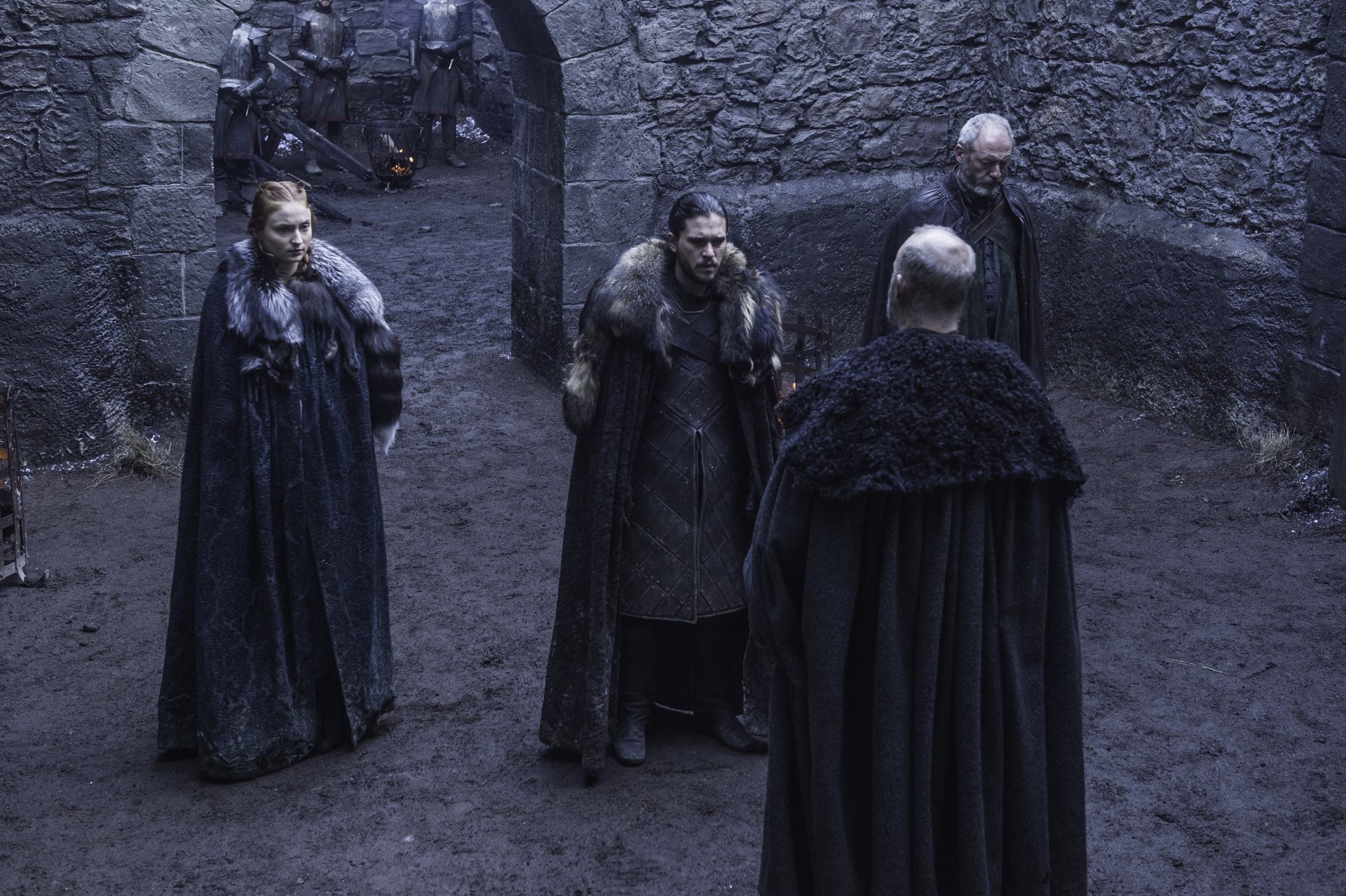 Game of Thrones HD Wallpaper: Jon Snow, Sansa Stark & Davos Seaworth Moment