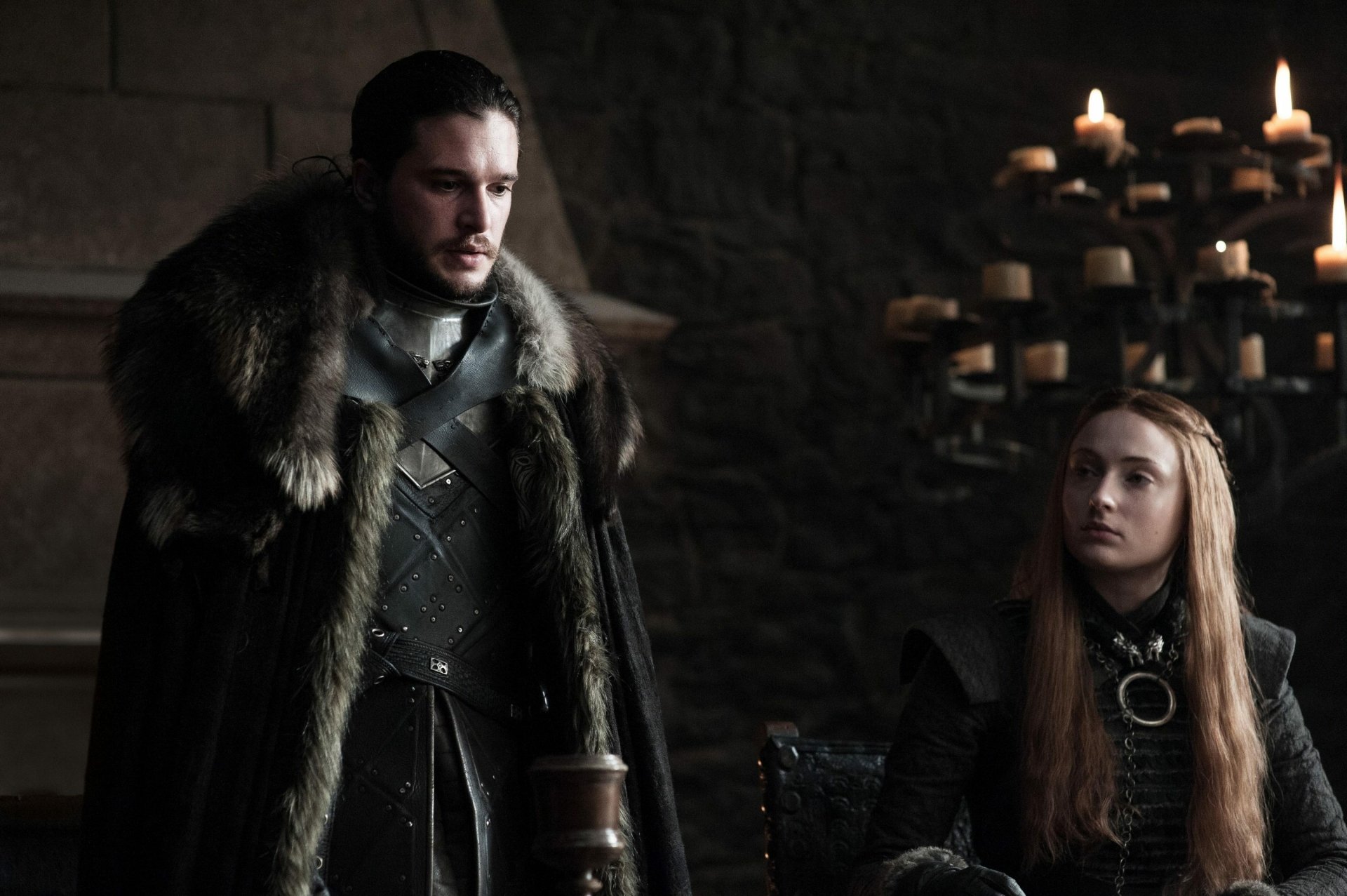 Download Sophie Turner Kit Harington Sansa Stark Jon Snow TV Show Game Of Thrones HD Wallpaper
