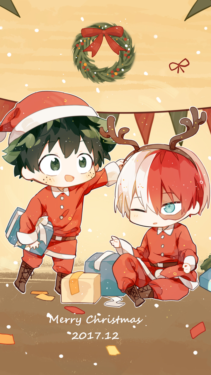 Phone wallpaper: Anime, My Hero Academia, Christmas, Izuku Midoriya, Shoto Todoroki 1162060