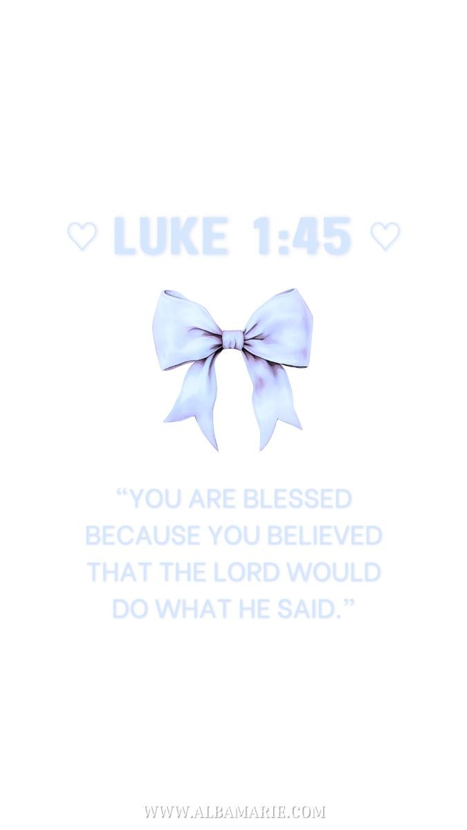 Blue Ribbon Bow Coquette Bible Verse Wallpaper