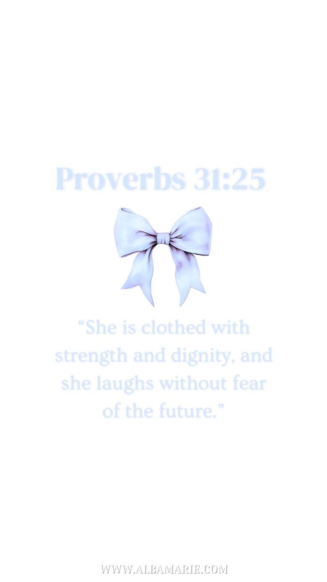 Blue Ribbon Bow Coquette Bible Verse Wallpaper