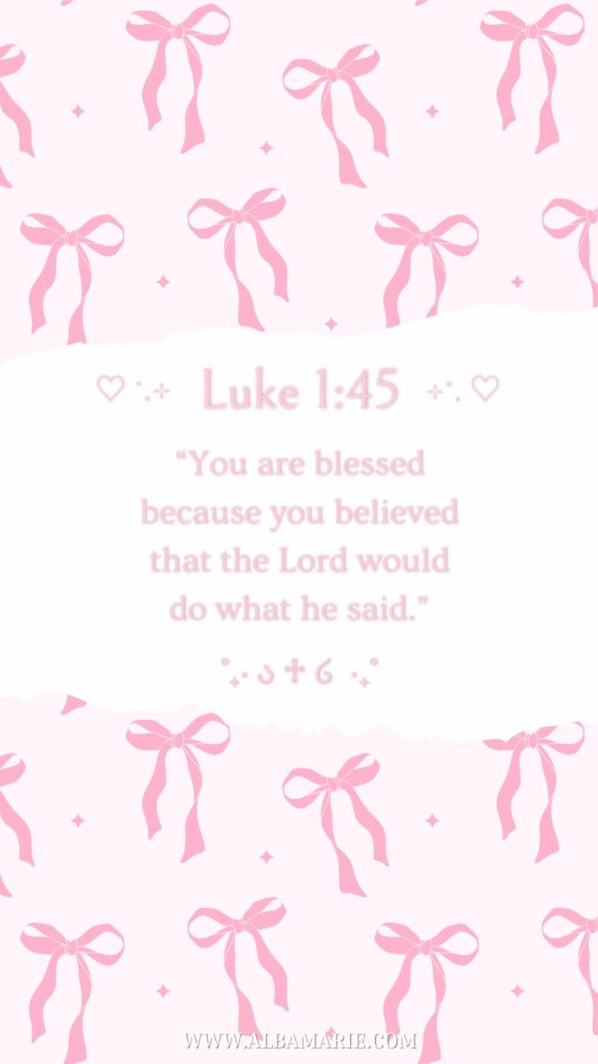 Pink Bow Coquette Bible Verse Wallpaper