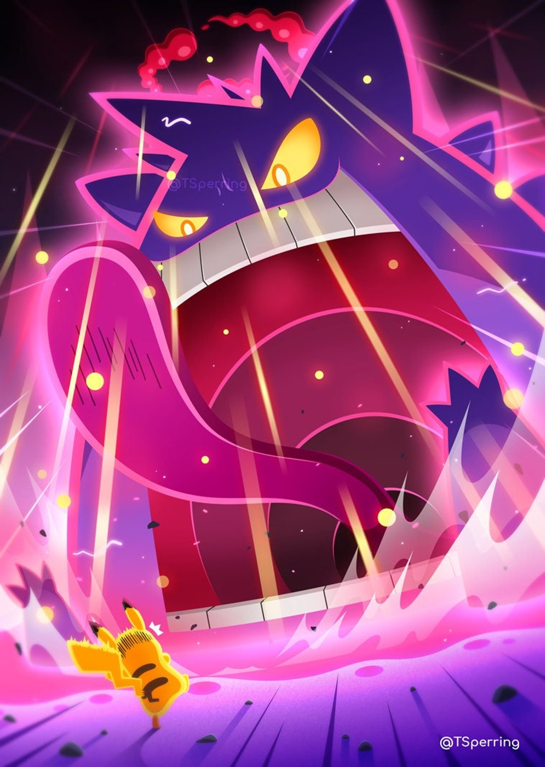 Gengar, Pikachu, Pokemon, Nintendo, Cute, Spooky, Halloween, Illustration, Gaming, Videogames