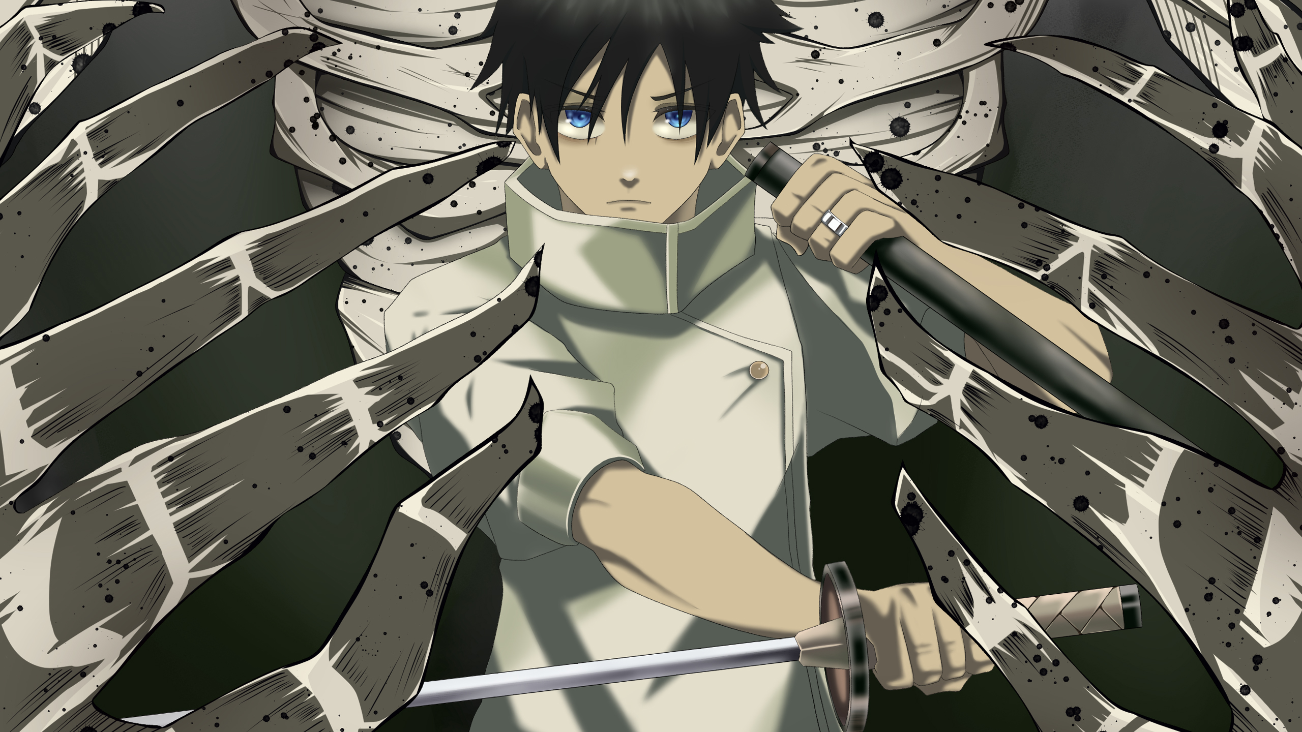 Blue Eyes Yuta Okkotsu With Sword HD Jujutsu Kaisen Wallpaper