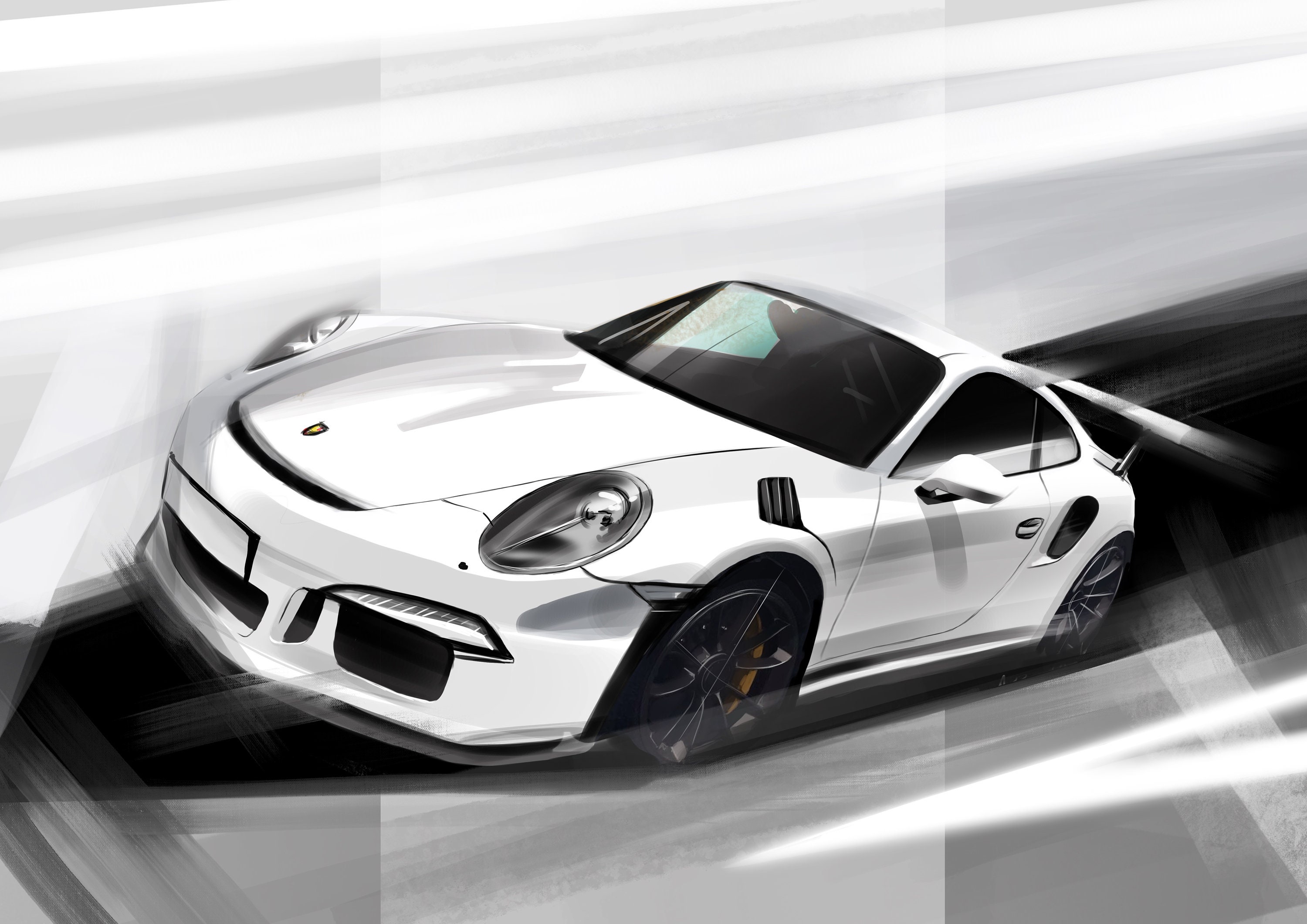 Buy Porsche 911 GT3 RS Digital Art Car Drawing Print Online in India