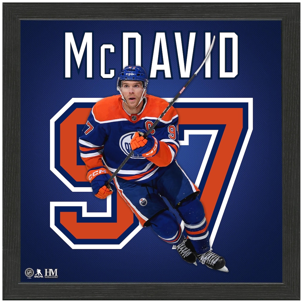 Edmonton Oilers Connor McDavid Highland Mint Blue 13'' x 13'' Impact Jersey Framed Photo